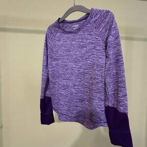 Danskin Purple Athletic Long Sleeve Kids Tee with Thumb Holes